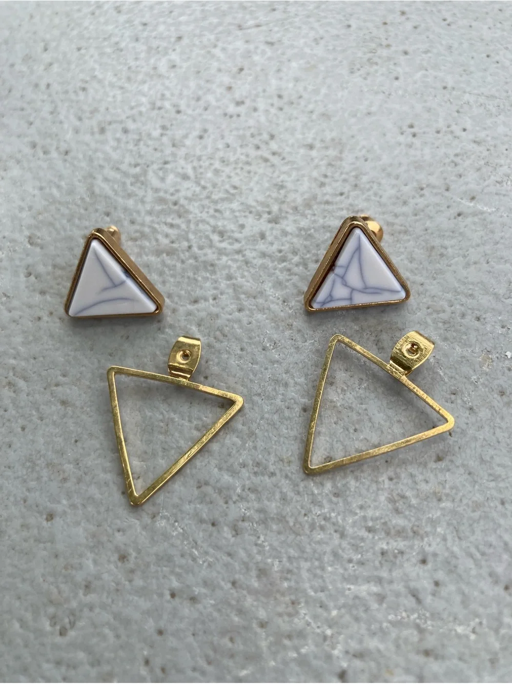 Versatile Geometric Earrings Goldtone setting Magnesite stone pierced